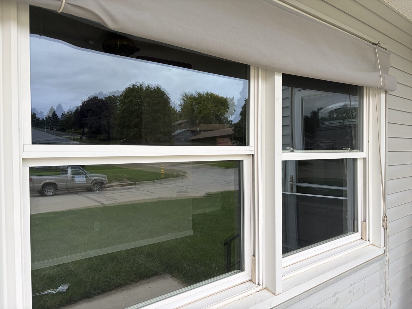 Streak-free exterior window cleaning close-up